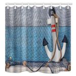 Fishing Net Nautical Rustic Anchor Rope Waterproof Shower Curtain