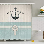 Rustic Bathroom Décor “Ocean Lover” Anchor Nautical Shower Curtain Set