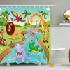 Safari Animals in a Pond Childrens Nursery Bathroom Shower Curtain Decor